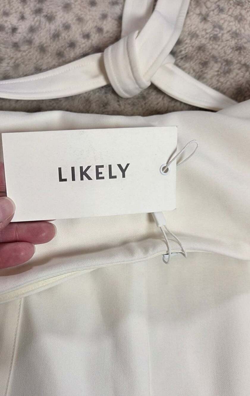NWT LIKELY Cream Ivory Strapless Wide Leg Jumpsuit Belted Size - Picture 7 of 12